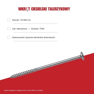 Wkręty konstrukcyjne B.PRO talerzykowe 10x260 TX40 50szt